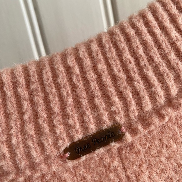 FREE PEOPLE peaches tunic sweater dusty pink oversized mock neck small - Picture 7 of 10